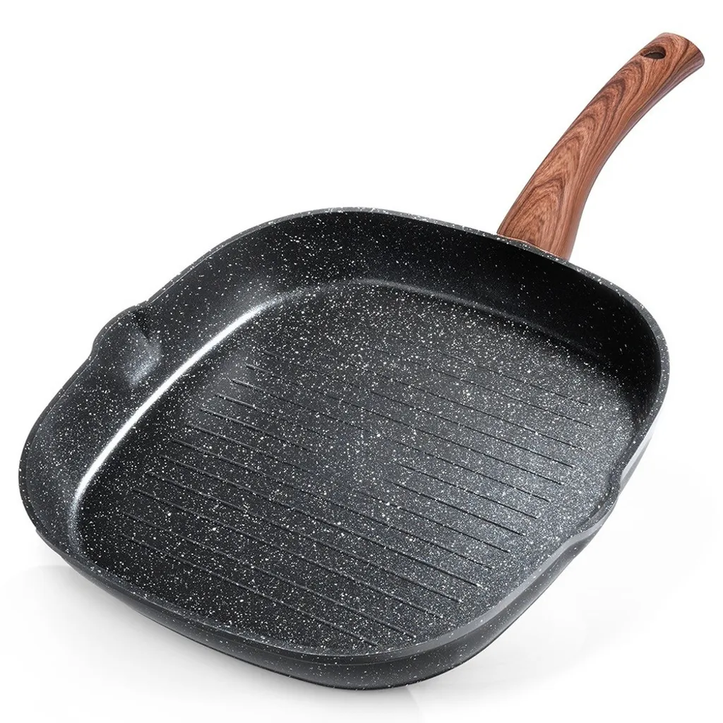 Vilde BLACK&WOOD square granite grill pan 28x28 cm
