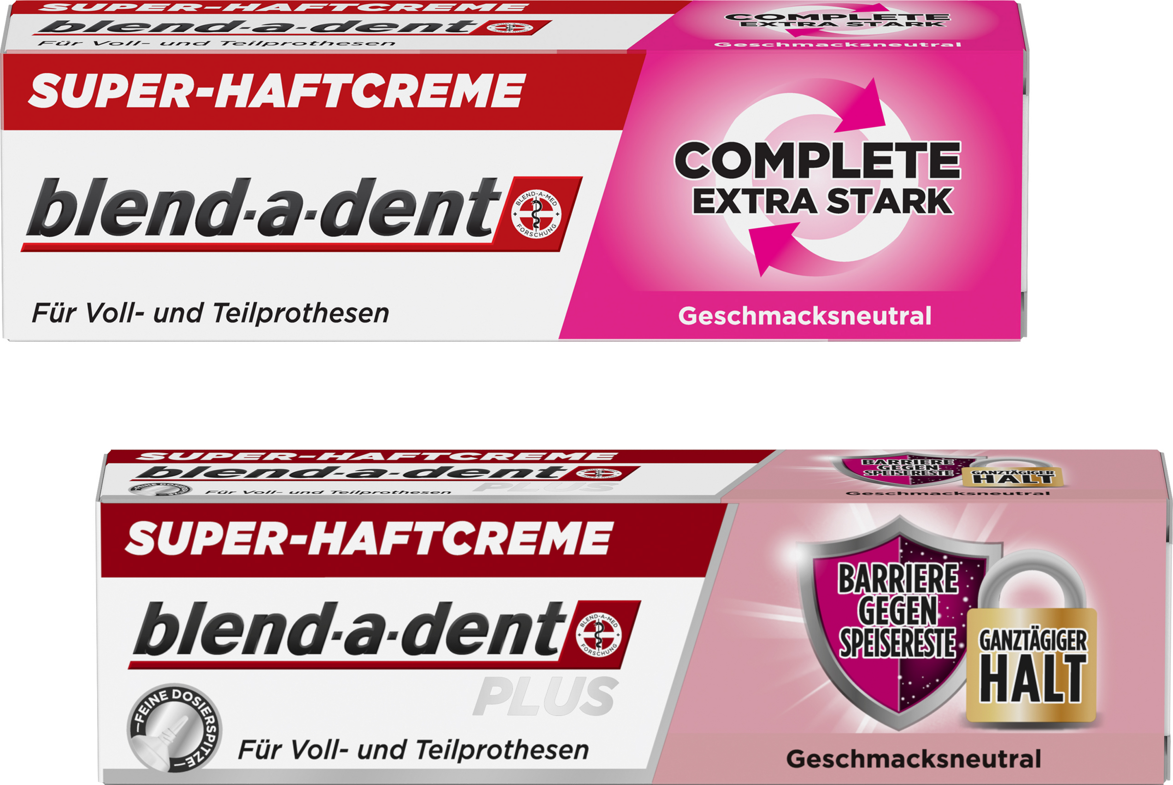 Blend-a-dent Value Set: Complete Unflavored Adhesive Cream + PLUS Barrier Adhesive Cream against Food Residue 87g