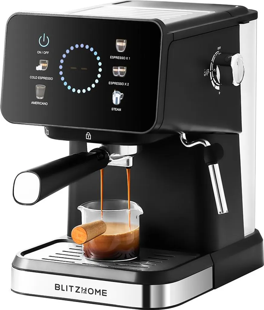 INSMA BlitzHome® CM3171 Espresso Machine, 20 Bar, 1.5L Water Tank, PID Temperature Control, Touchscreen, Hot & Cold Brewing, Steam Wand, EU Plug