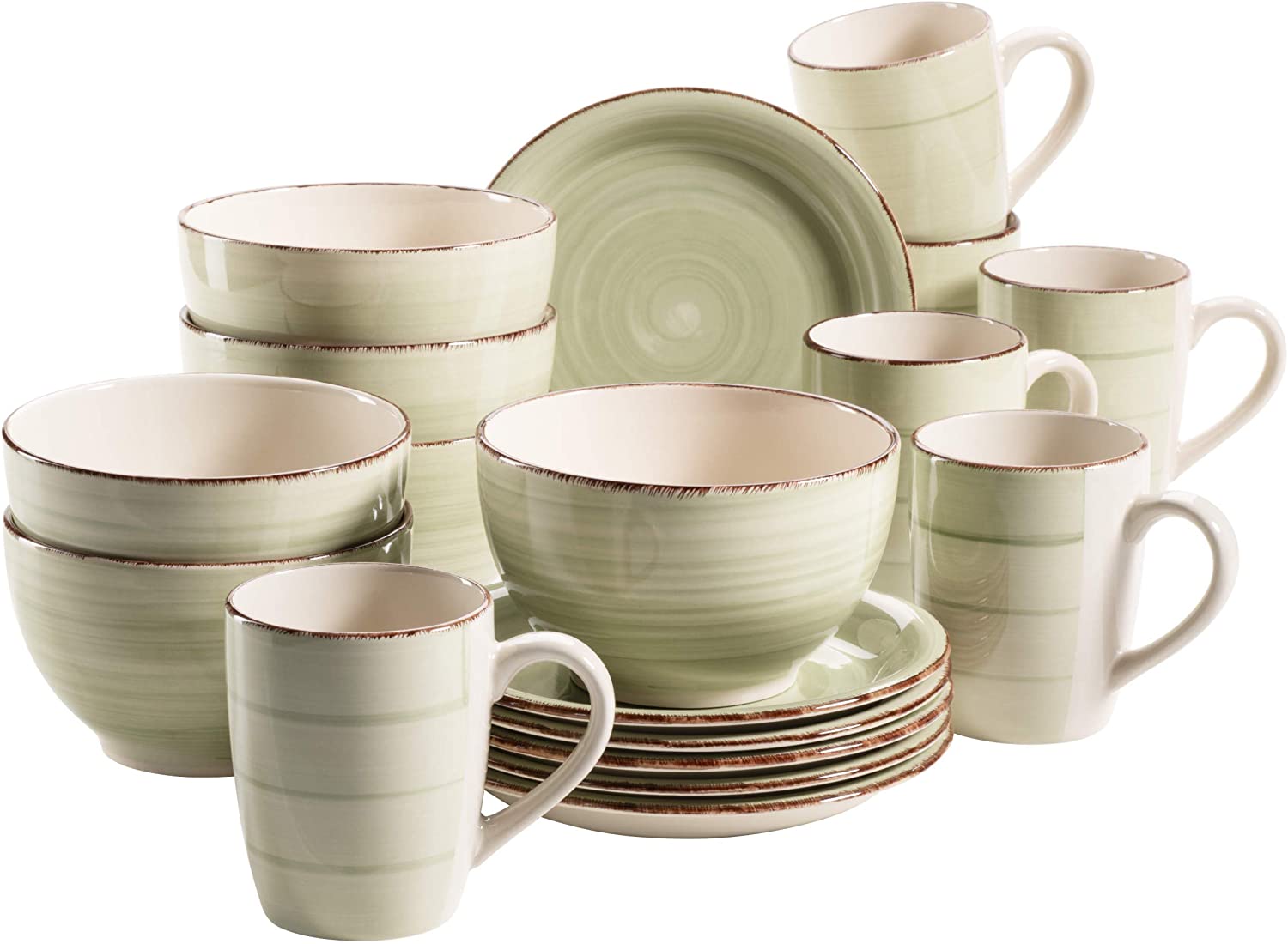 Maser MÄSER Bel Tempo II Breakfast Set for 6 People in Vintage Look, Hand-Painted Ceramic, 18-Piece Tableware Set