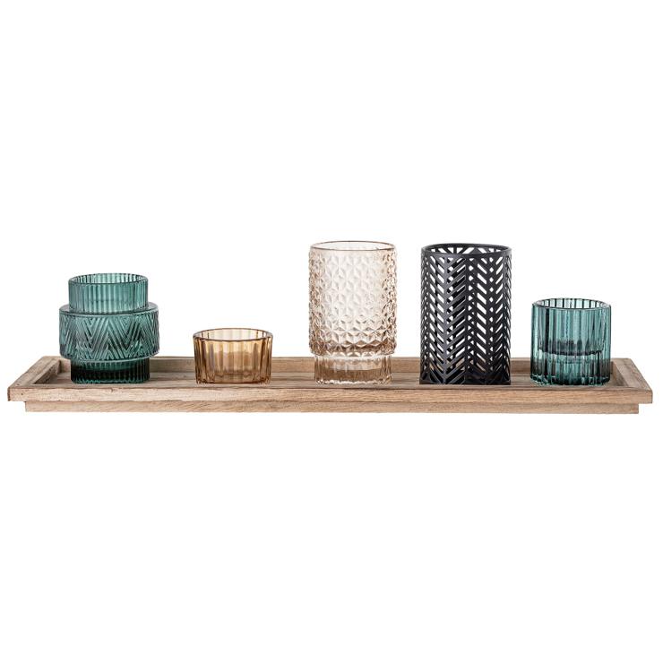 Bloomingville Lantern With Wooden Tray 6 Parts