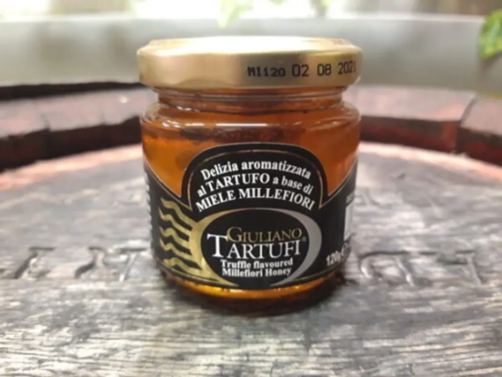 Giuliano Tartufi blossom honey with black summer truffle pieces, 120 g