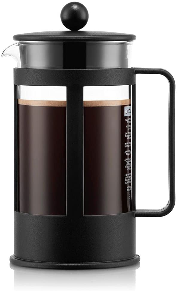 Bodum 1.0 Litre Borosilicate Glass Kenya 8 Cup Coffee Maker, Black
