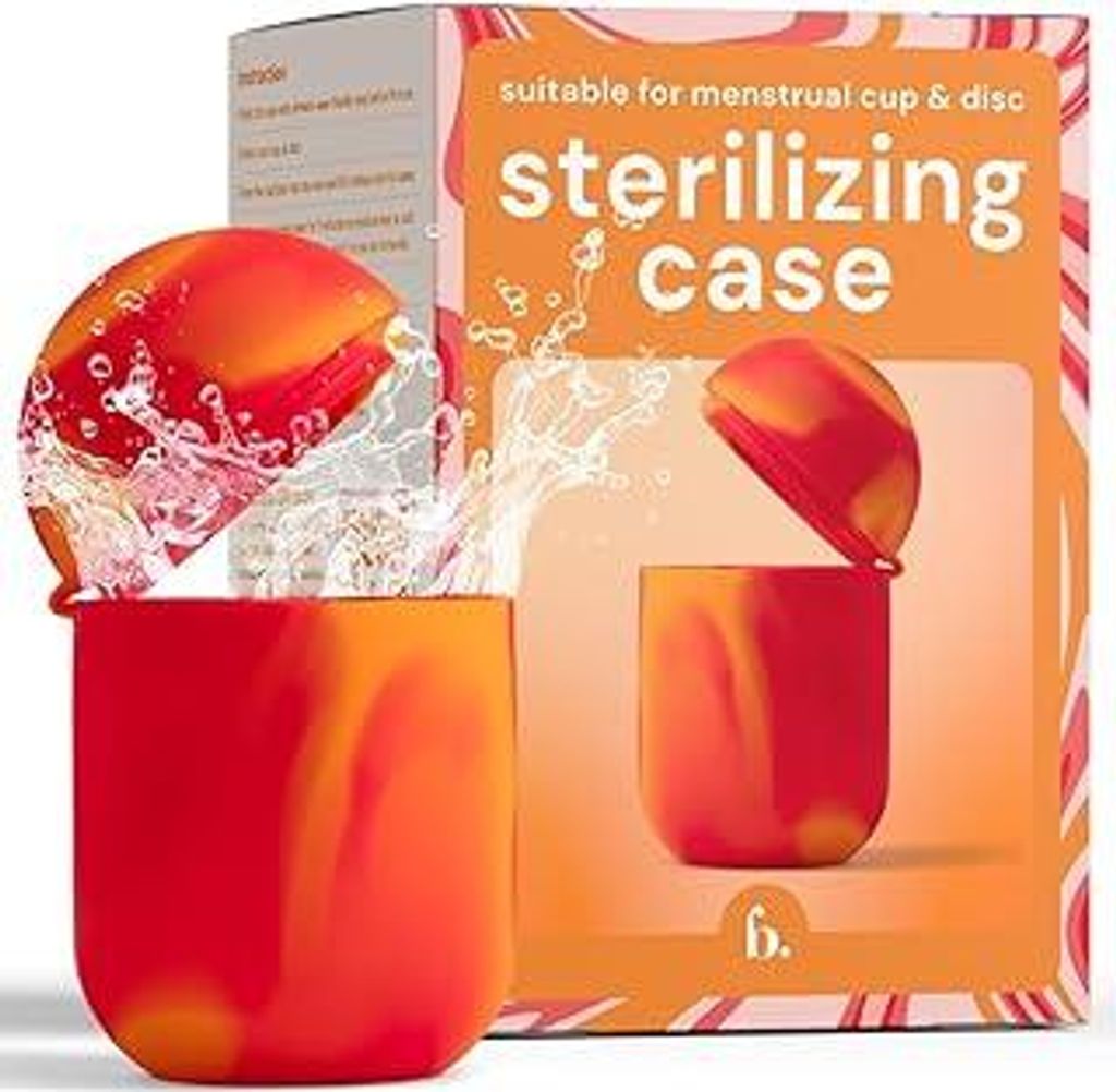 Akhan Bodyotics Menstrual Cup Cleaning & Sterilizing Case - Orange & Red, 1 Piece - Microwave Sterilizer & Storage for Menstrual Discs & Cups - Ideal for Travel