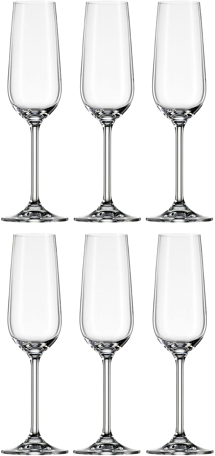 Bohemia Cristal 093 006 113 Clara Crystal Glass Champagne Flutes 190 ml Set of 6
