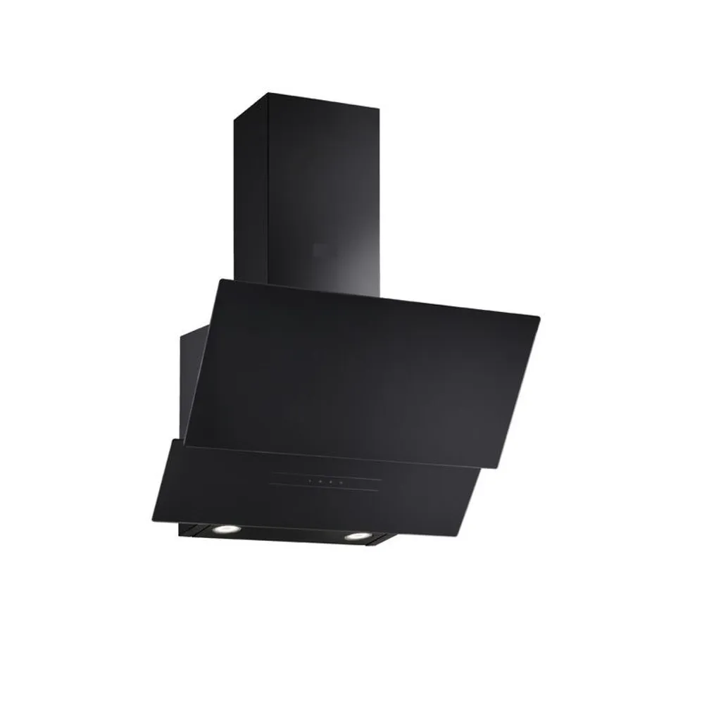 Böhme wall-mounted extractor hood, 60cm, black glass, touch control, LED lighting, 626 m³/h, incl. 2 activated carbon filters