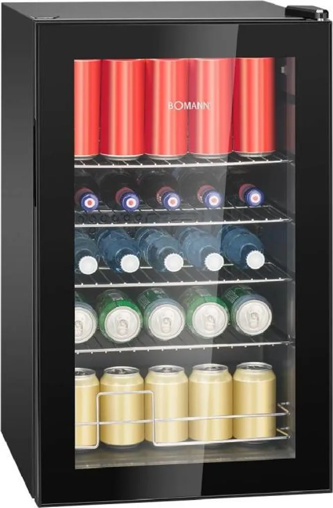 Bomann Glass Door Refrigerator | Beverage Refrigerator with 63 Liters | 4 Chrome Shelves | Double-Glazed Door | Stepless Temperature Control | KSG 7287