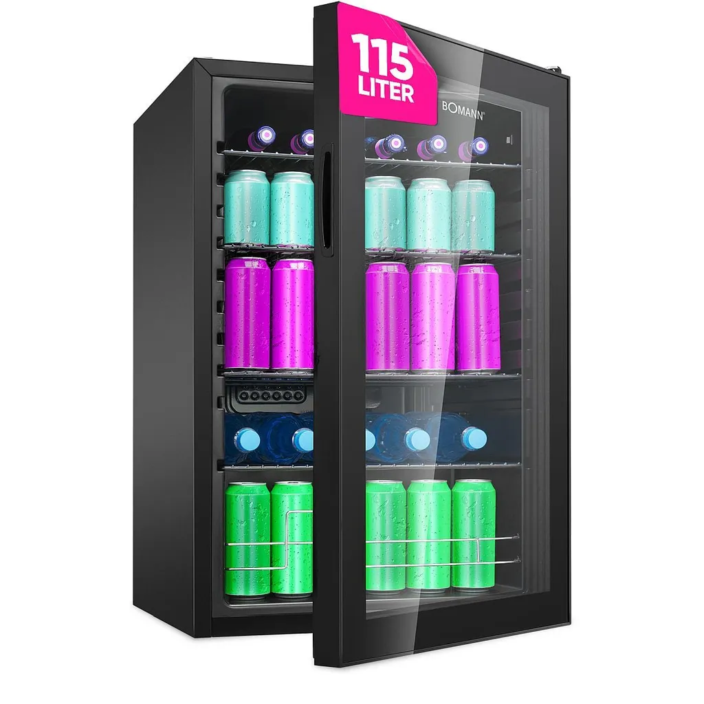 Bomann KSG 7290, Beverage Cooler, Freestanding, Black, Black, Right, 115 l