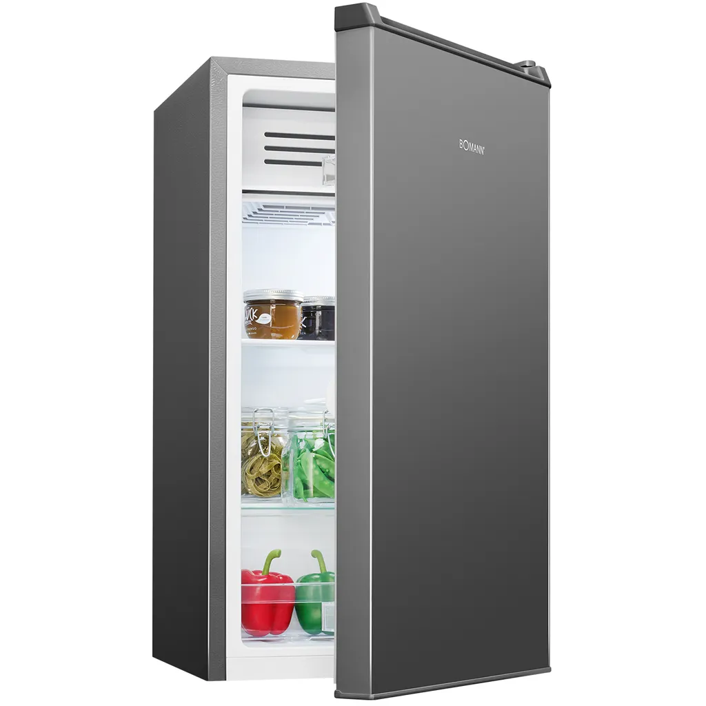 Bomann Small Refrigerator with Freezer Compartment | Refrigerator with Freezer Compartment | 83L | Temperature Range 0°C to +8°C | 2 Shelves & 3 Door Shelves | KS 7257 Grey