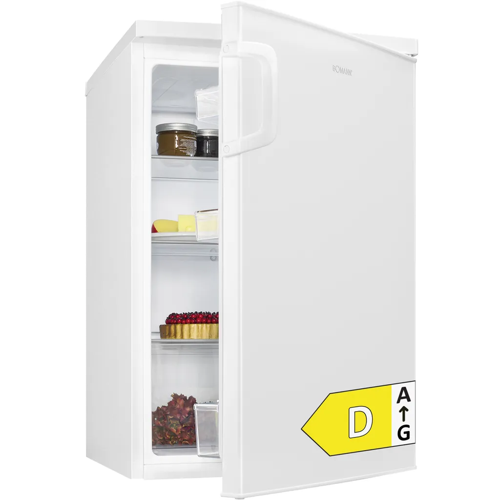 Bomann refrigerator without freezer compartment | 85cm | quiet | 3 shelves | reversible door hinge | 133L | small refrigerator | VS 2195.1 white