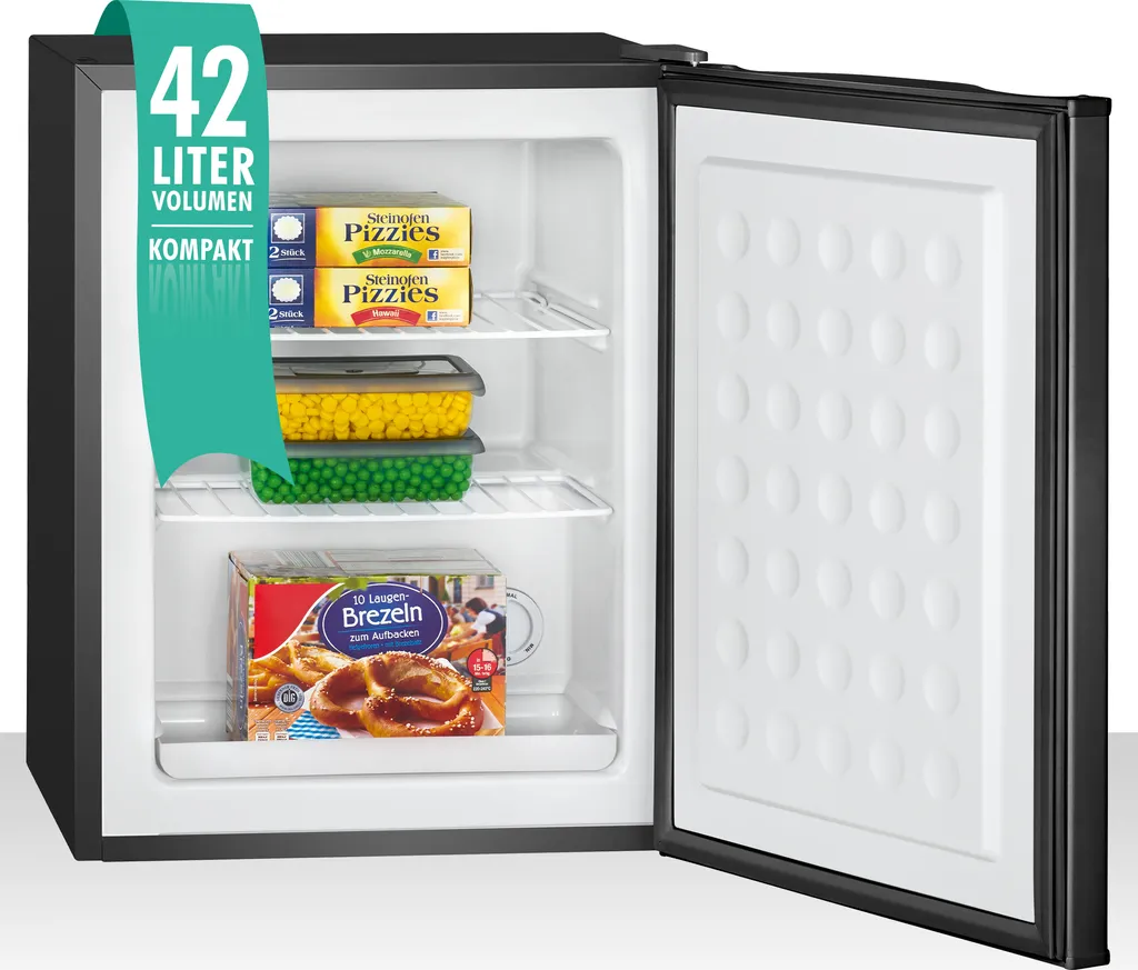 Bomann® Mini Freezer, 42L Capacity, with 2 Removable Wire Shelves, Reversible Door & Stepless Temperature Control - GB 7236 Black