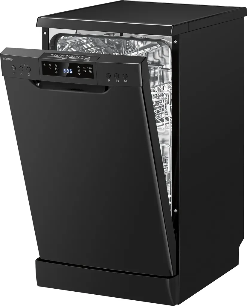 Bomann® Dishwasher 45 cm | 10 place settings | 45 cm freestanding or built-in dishwasher | 7 programs & 2 spray arms | Delay start | GSP 7418 black