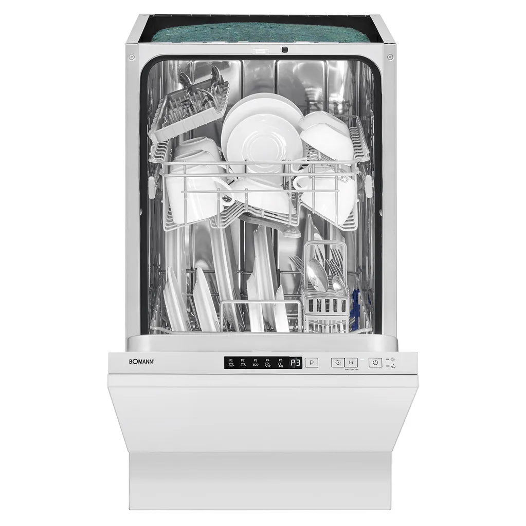Bomann® 45 cm fully integrated dishwasher | 10 place settings | 45 cm dishwasher with 5 programs and 2 spray arms | Program start delay: 1-24 h