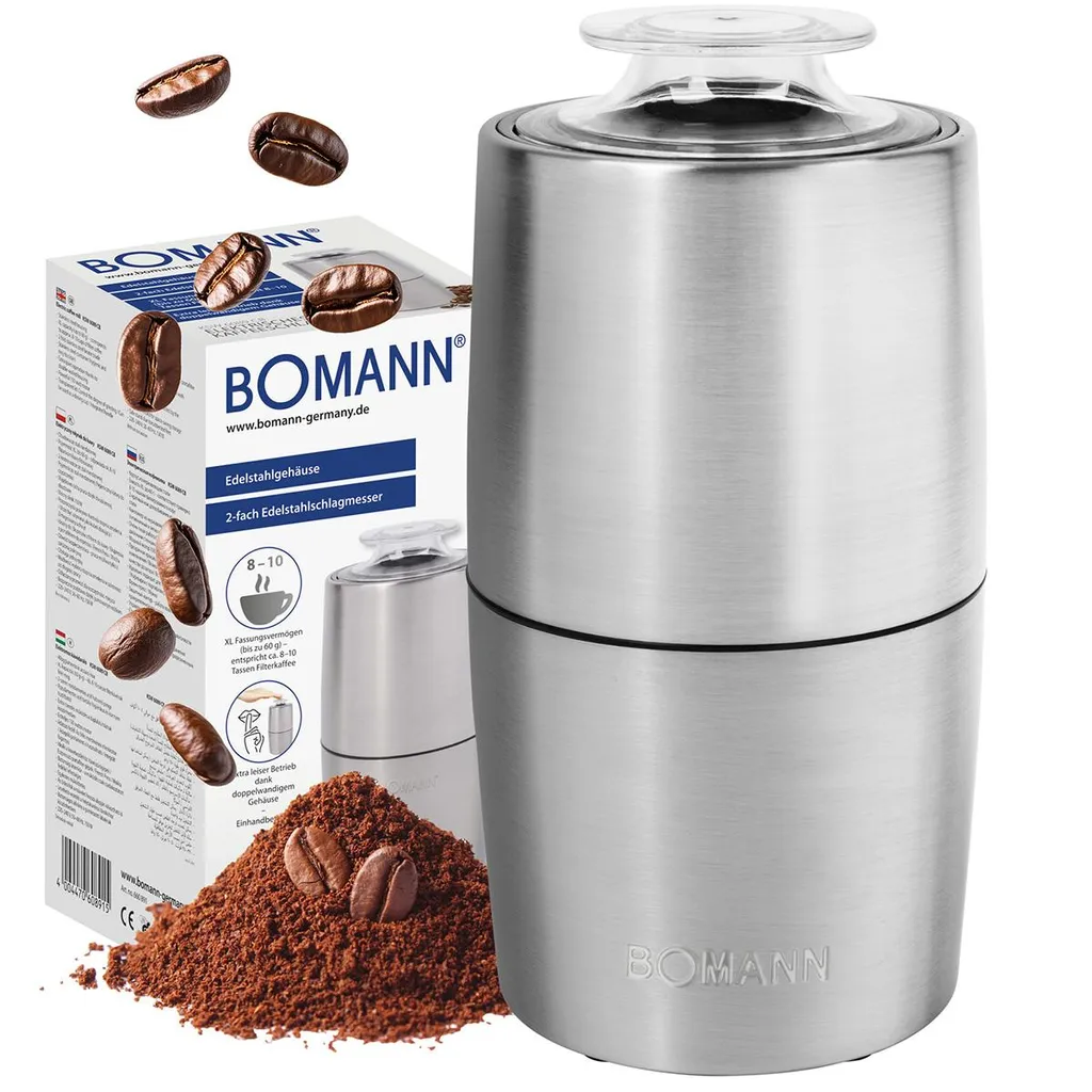 Bomann® Electric Coffee Grinder | for 60g Coffee Beans | 150W | | Accessory for Espresso/Mocha Coffee Machines | KSW 6089 CB