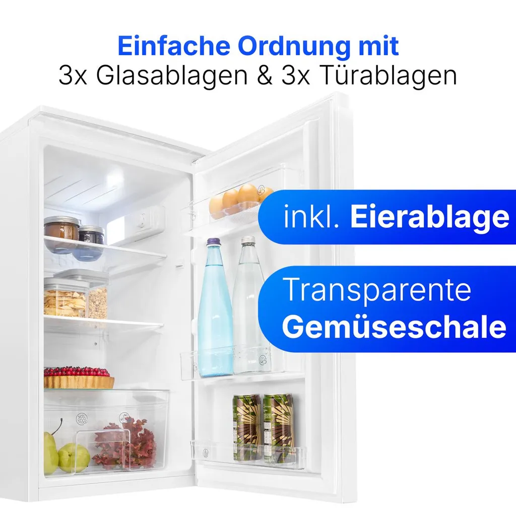 Bomann® Refrigerator without Freezer Compartment | 84cm | Quiet | 3 Shelves | Reversible Door Hinge | Standard Refrigerator | VS 7255 White