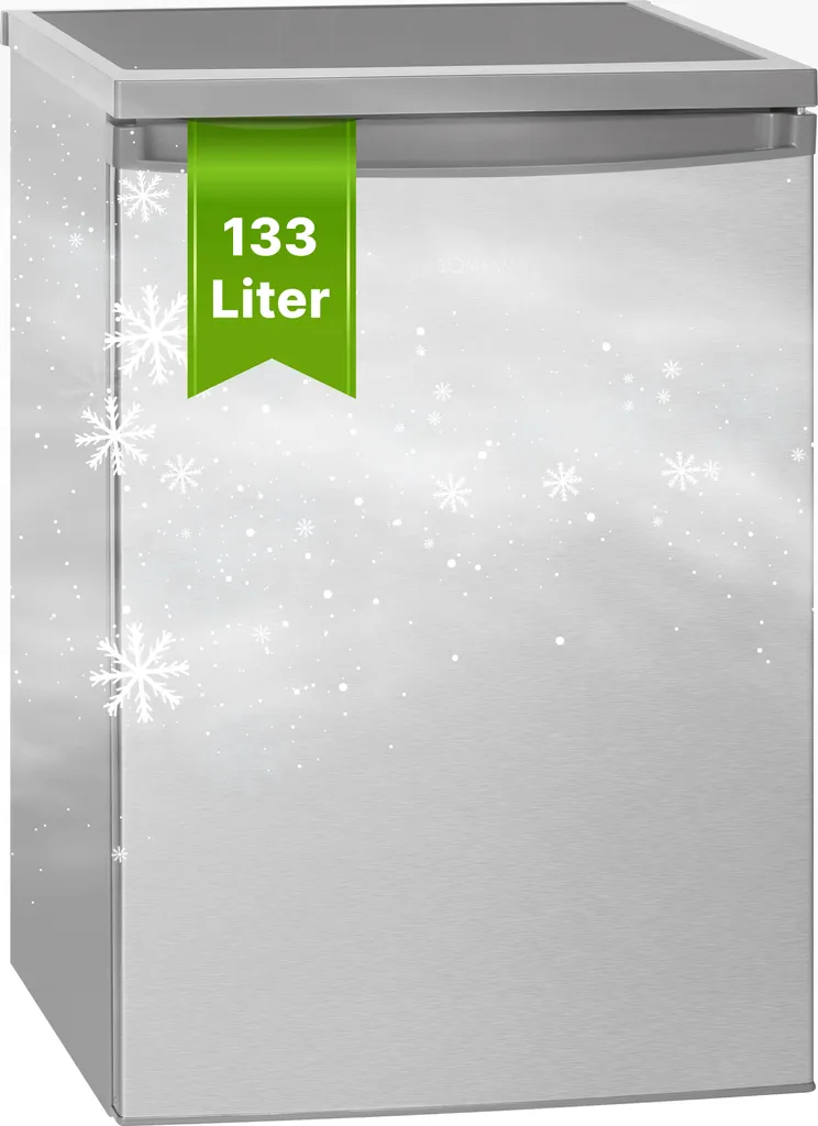 Bomann® Refrigerator without freezer compartment with 133L net capacity and 3 shelves, small refrigerator with vegetable compartment & reversible door hinge, quiet table refrigerator with LED interior lighting - VS 2185.1 inox