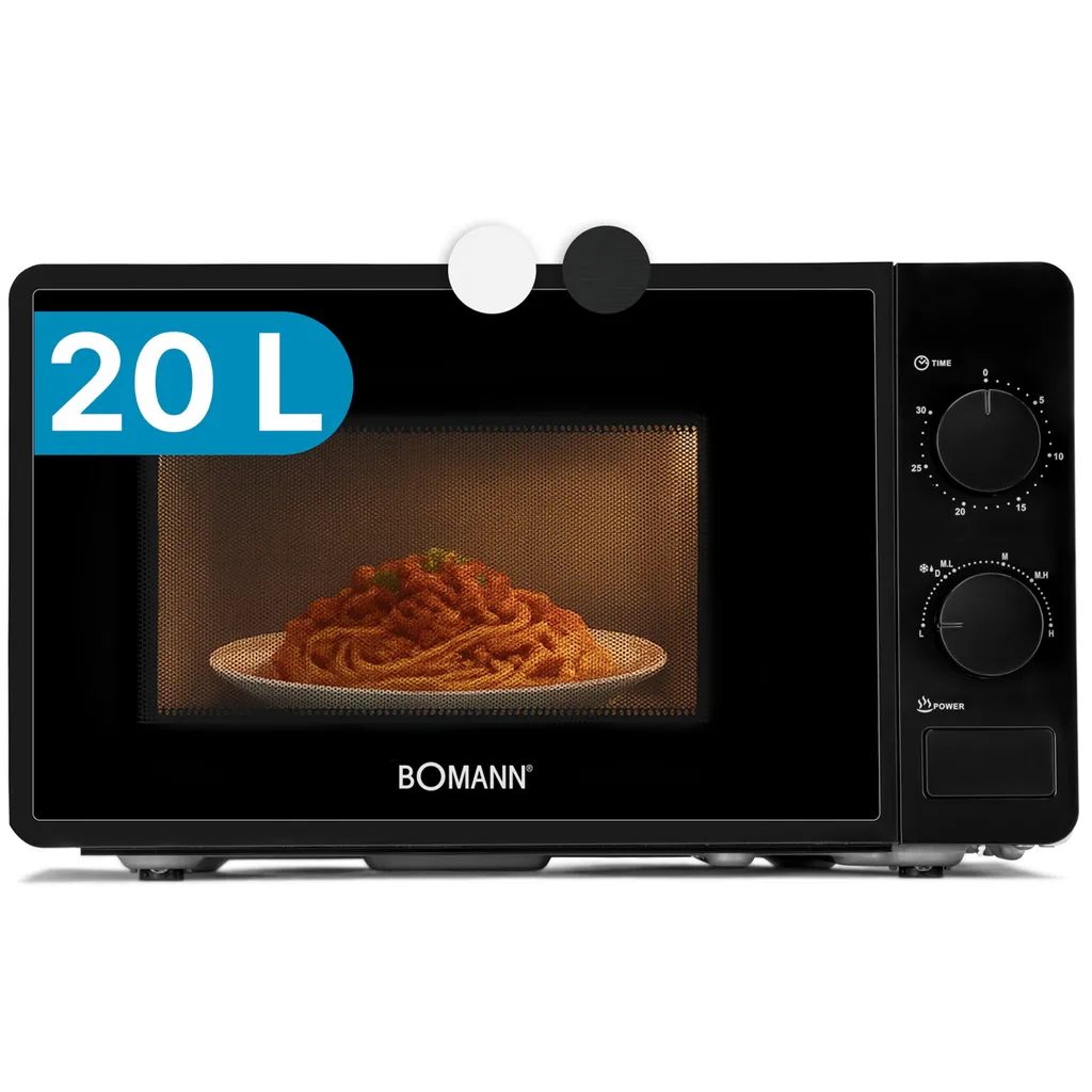 Bomann® Microwave | 700 Watts | 6 Power Levels | 20 Liter Capacity | 360° Turntable | Timer with End Signal | Microwave | MW 6014 Black