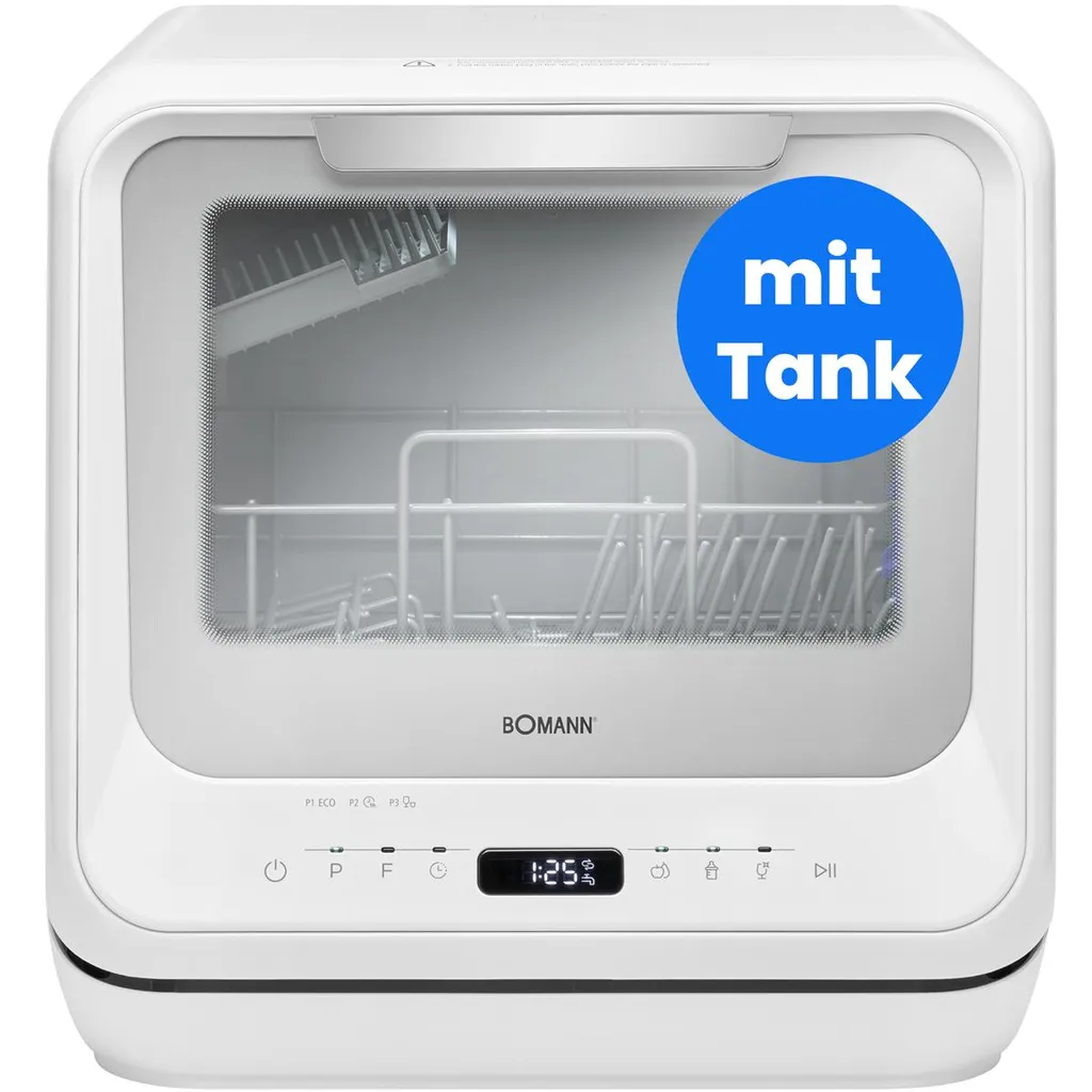 Bomann® Tabletop Dishwasher with Tank | Can be used with or without a water connection | Mini Dishwasher | 36 - 70°C | Camping Dishwasher | TSG 5704