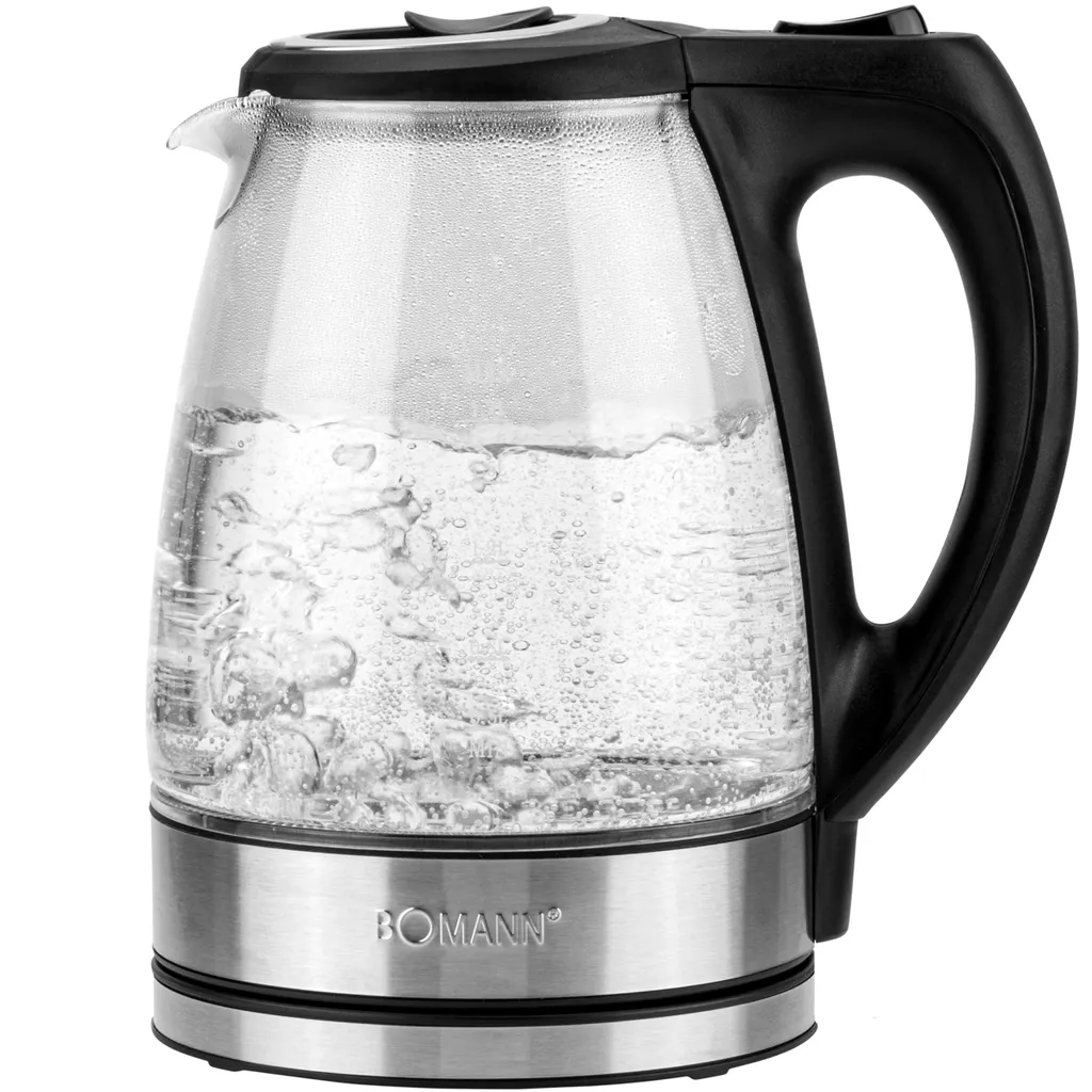 Bomann® Stainless Steel Kettle 1.7L | BPA-free | Glass Kettle | 2200W | Water Level Indicator | Kettle | Stainless Steel Kettle | WKS 6032 CB