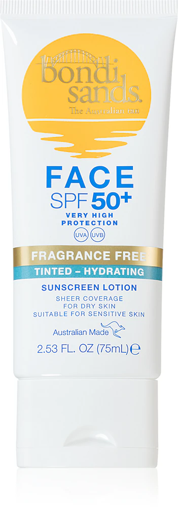 Bondi Sands SPF 50+ Fragrance Free protective facial tint cream for dry skin