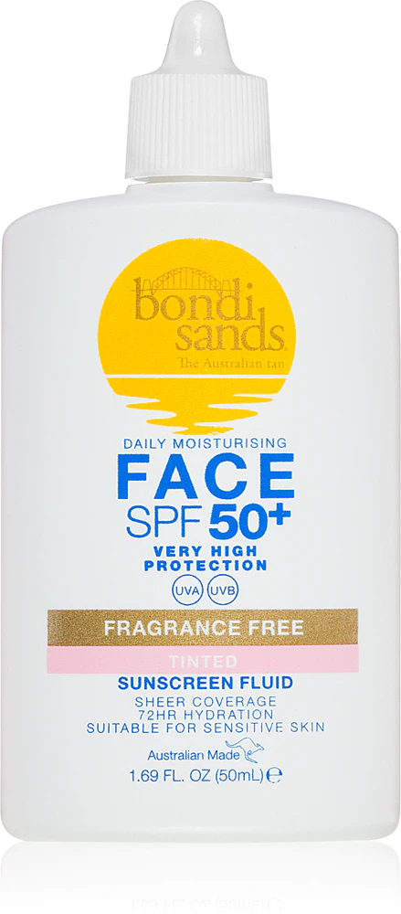 Bondi Sands SPF 50+ Fragrance Free Tinted Face Fluid tinting protective cream for the face