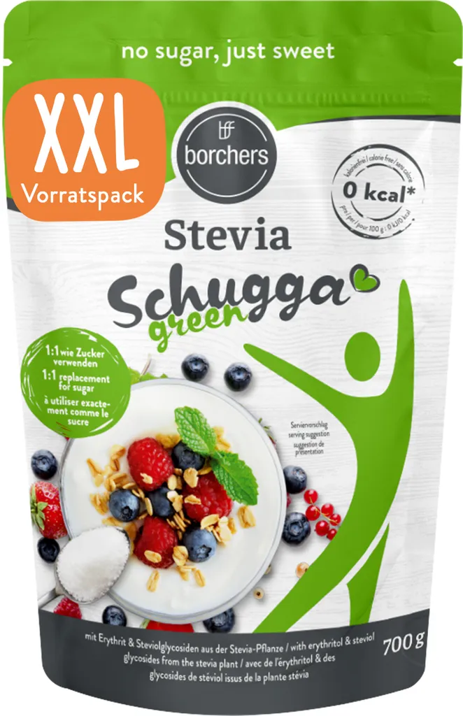 BORCHERS Schugga green, Crystalline Sprinkled Sweetener, Stevia-Erythritol Blend 700g