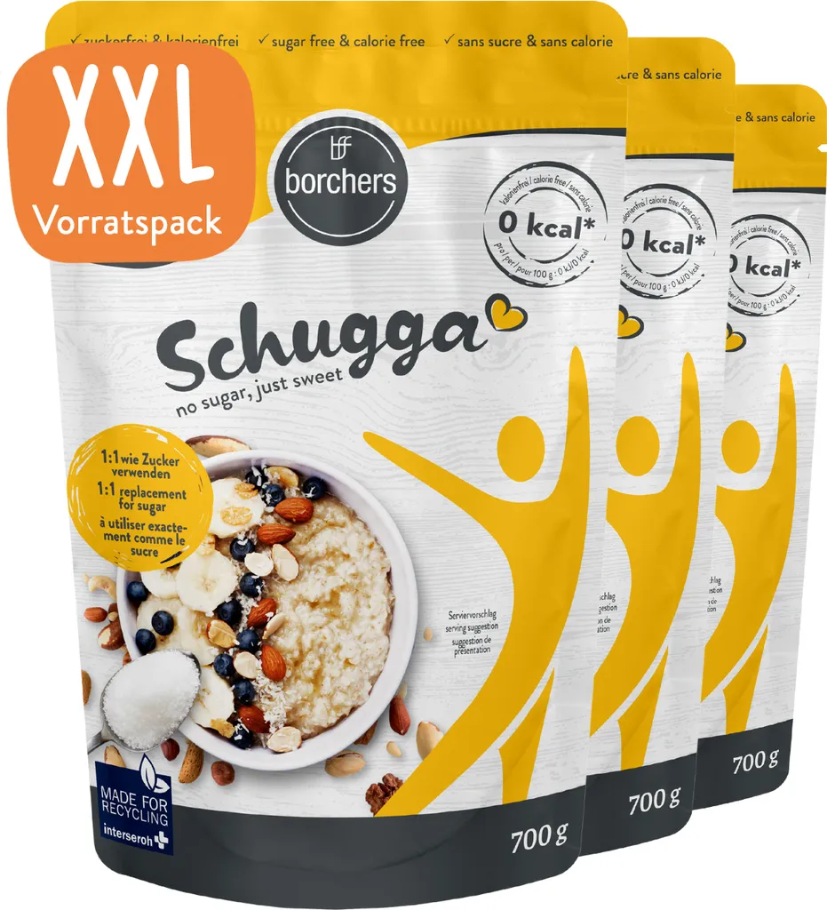 BORCHERS Schugga, Crystalline Sprinkled Sweetener, Erythritol-Sucralose Mixture (3x700g)