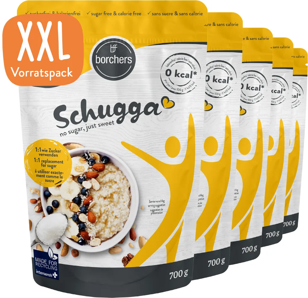 BORCHERS Schugga, Crystalline Sprinkled Sweetener, Erythritol-Sucralose Mixture (5x700g)