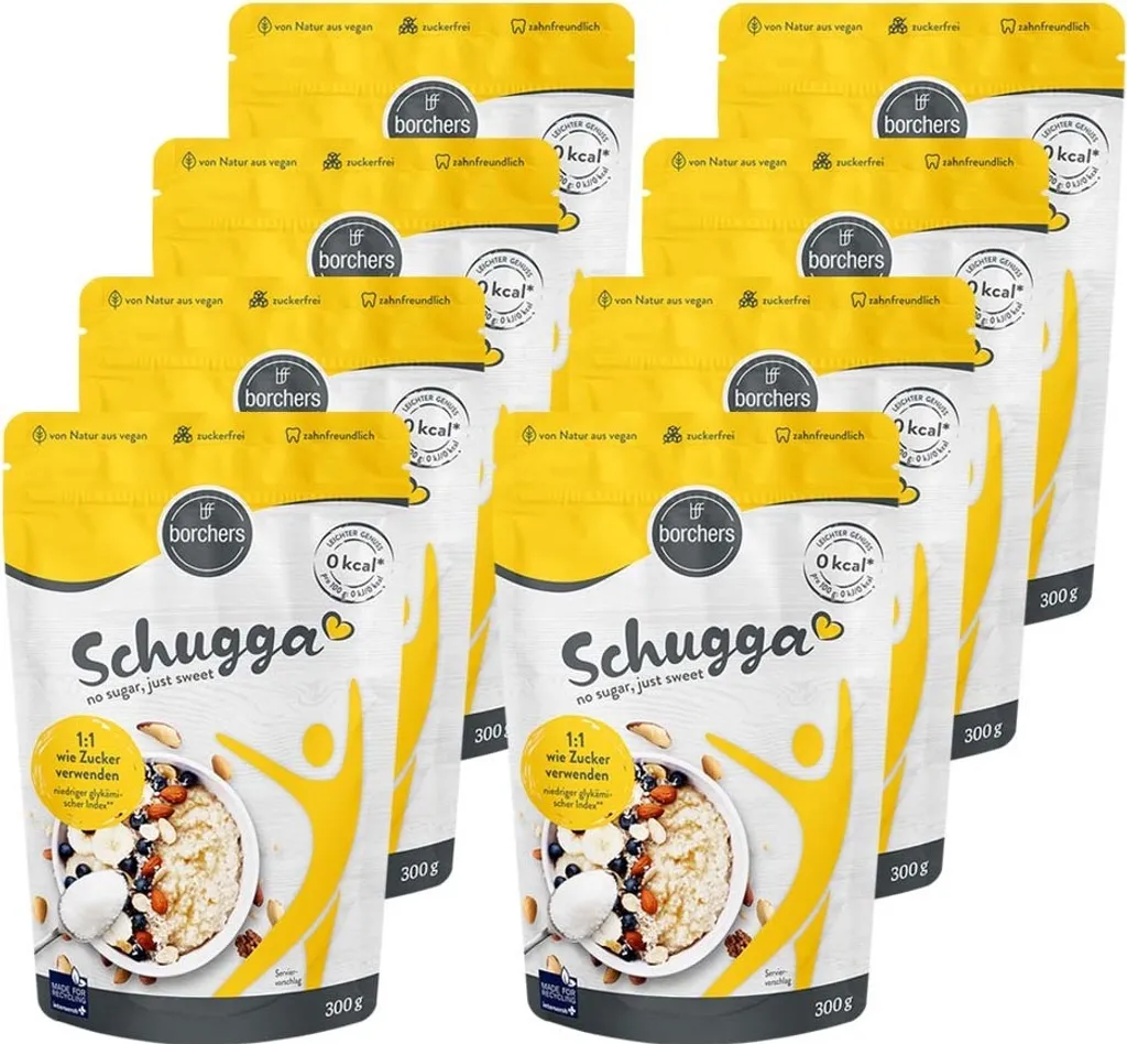BORCHERS Schugga, Crystalline Sprinkled Sweetener, Erythritol-Sucralose Mixture (8x300g)