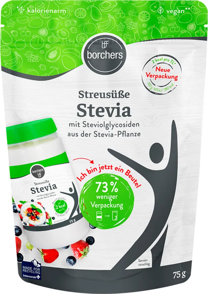 Borchers Stevia Crystalline Sprinkle Sweetener with Erythritol 300g