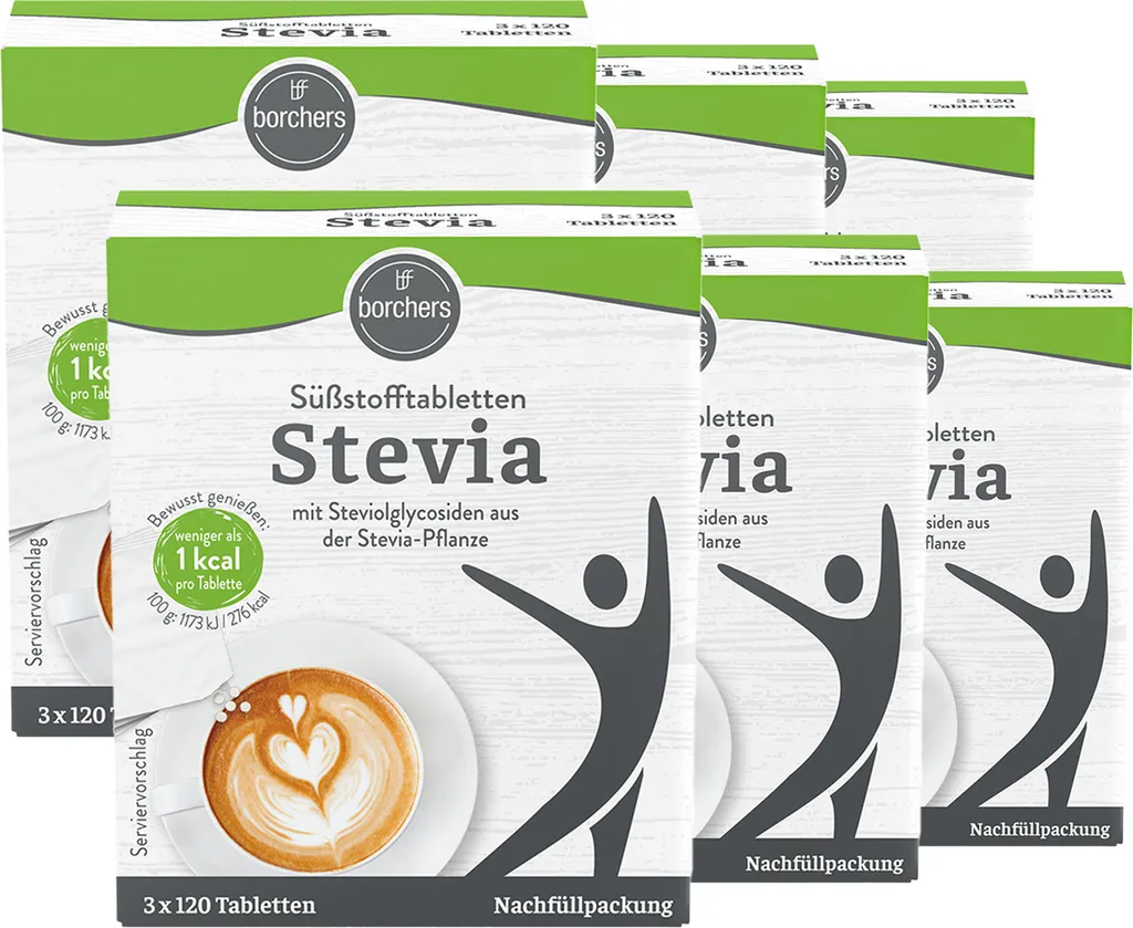 BORCHERS Stevia refill pack sweetener tablets (6x120 pcs.)