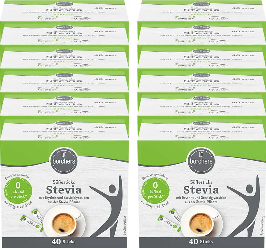 BORCHERS Stevia Sweet Sticks (12 x 40 pieces)