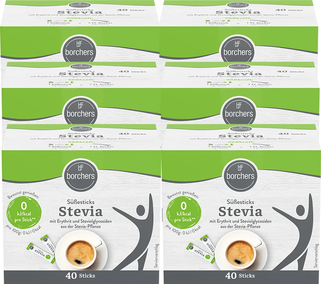 BORCHERS Stevia Sweet Sticks (6 x 40 pieces)