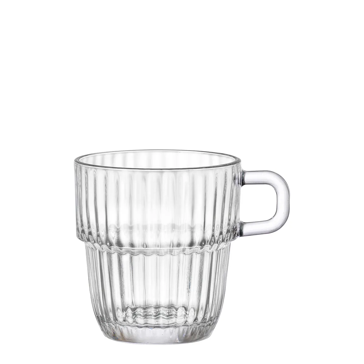 Bormioli, Barshine - Cappuccino cup with lid, stackable, 25 cl, capacity: 250 ml, diameter: 103 x 79 mm, height: 85 mm, 36 sets