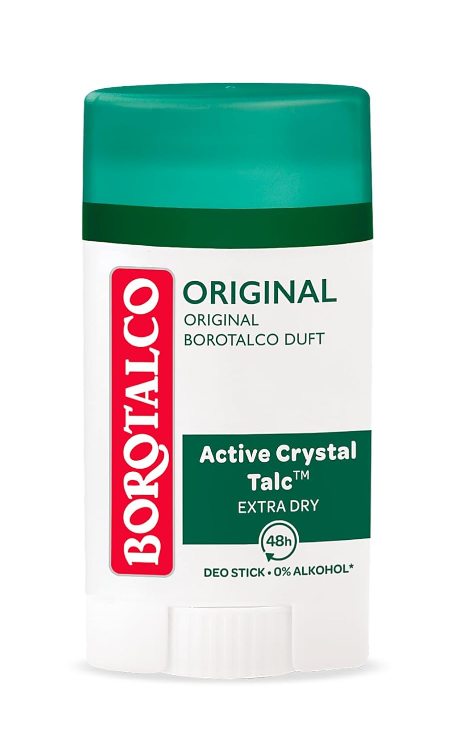 Borotalco Original Deodorant Stick, 48 Hour Effectiveness, Formula with Active Crystal Talc for Triple Protection Against Sweat, 0% Alcohol