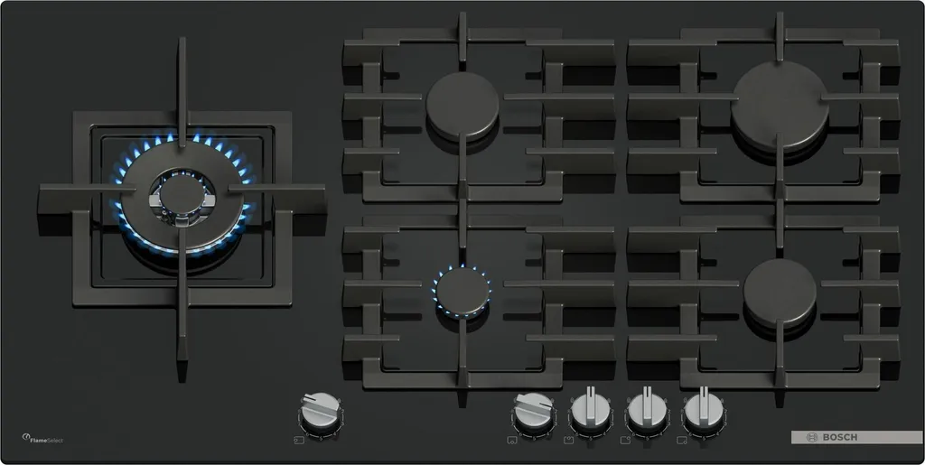 Bosch 6 Series PPM9A6I40 Cooktops Black Integrated 90 cm Cooktop Gas Cooktop with 5 Zones