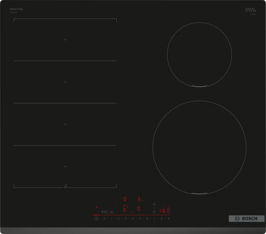 Bosch 6-series pix631hc1e integrated cooktop, black, 60 cm, with 4 induction zones