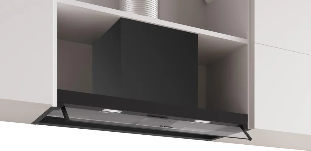 Bosch DBB85CC60, Series 4, Integrated designer hood, 80 cm, clear glass, matte black