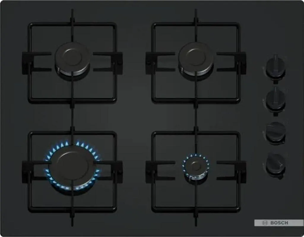 BOSCH Gas Hob POP6B6K30 Glass Ceramic 60 cm Self-sufficient Frameless One-Hand Spark Ignition