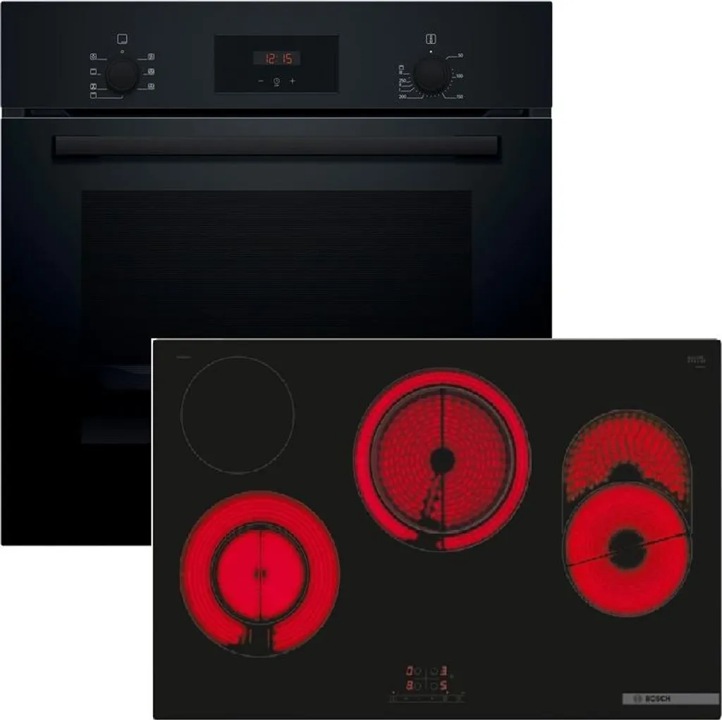 Bosch HBD231FB87 Built-in Oven Set, HBF133BA1 + PKH811BB1D, Built-in Oven, Electric Hob