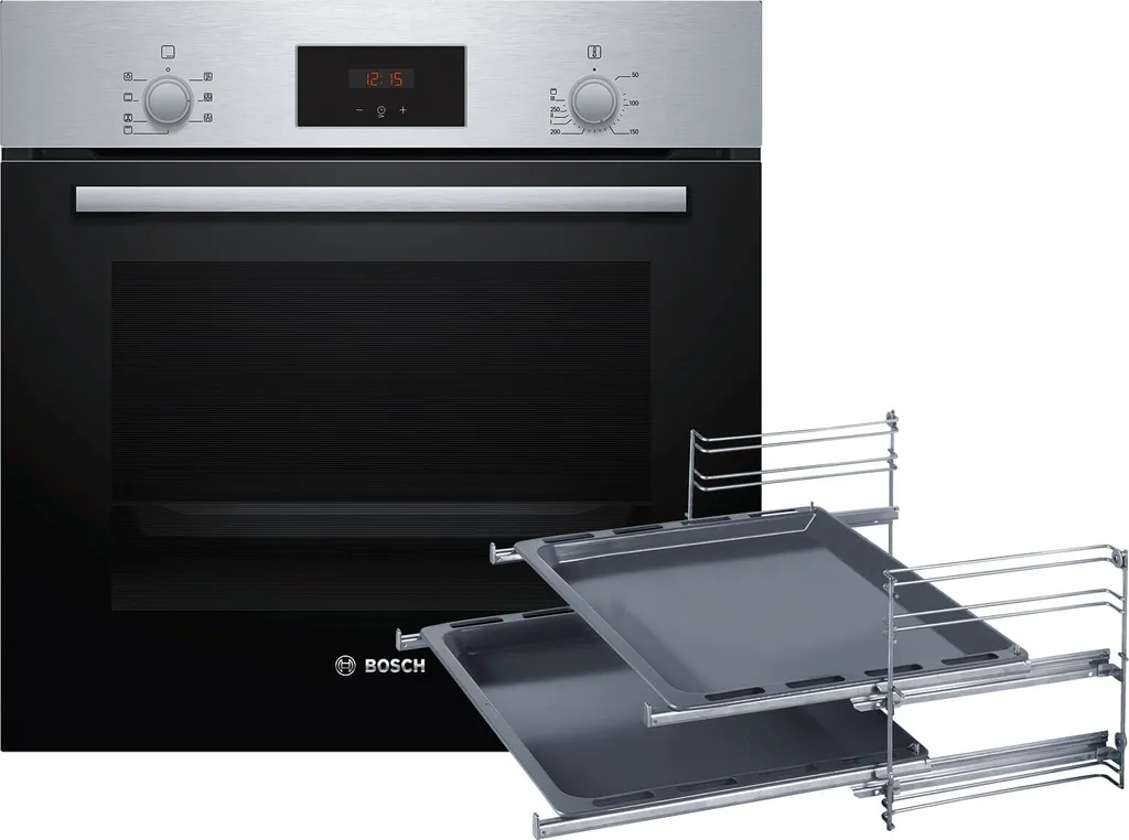 Bosch HBF133BR0ZA2 Oven Set HBF133BR0 Stainless Steel + 2-level Telescopic Rails + 2 Additional Baking Trays