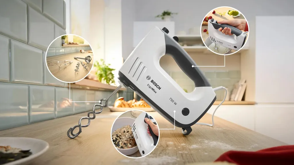 Bosch MFQ37490 Hand Mixer, 750 W, Grey/White