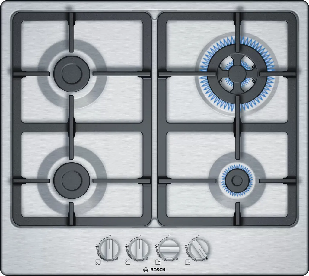 Bosch Series 4 PGH6B5B90 Cooktop Stainless Steel Integrated Gas 4 Zone(s)