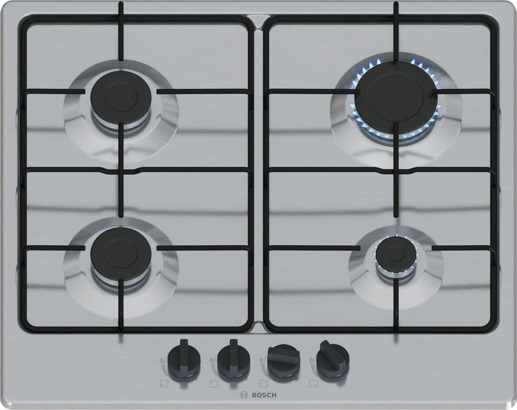 Bosch Series 4 PGP6B5K85 Cooktop Stainless Steel Integrated 58 cm Gas Cooktop 4 Zone(s)
