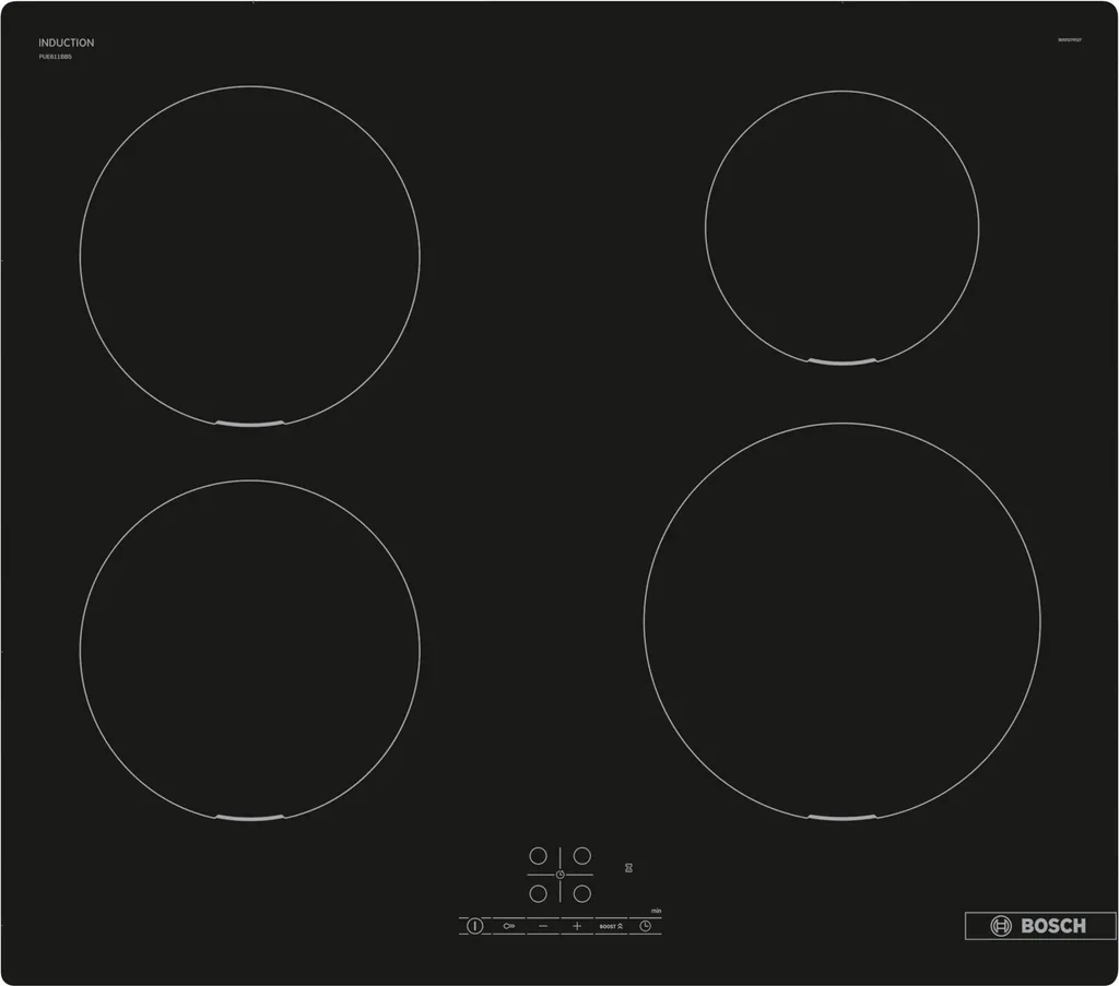 Bosch Series 4 PUE611BB5E - Black - Integrated - 60 cm - Multi-zone induction hob - Glass ceramic - 4 zones