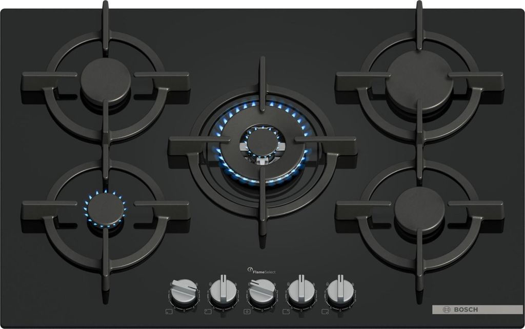 Bosch Series 6 PPQ7A6I15 Cooktop Black Integrated 75 cm Gas Cooktop 5 Zone(s)