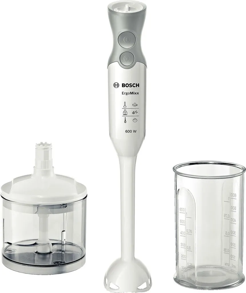 BOSCH MSM66020 Hand Blender Set with Mixing Beaker and Universal Chopper 600 Watt White/Grey