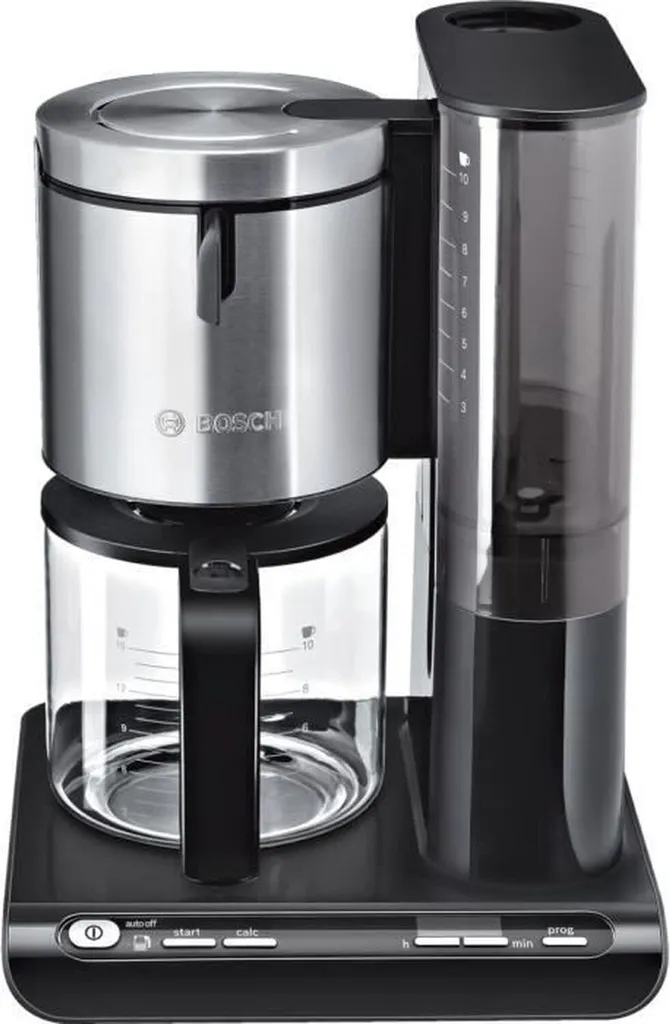 Bosch TKA8633, teardrop shape, freestanding, black, stainless steel, 50/60 Hz, 2.91 kg, 3.78 kg