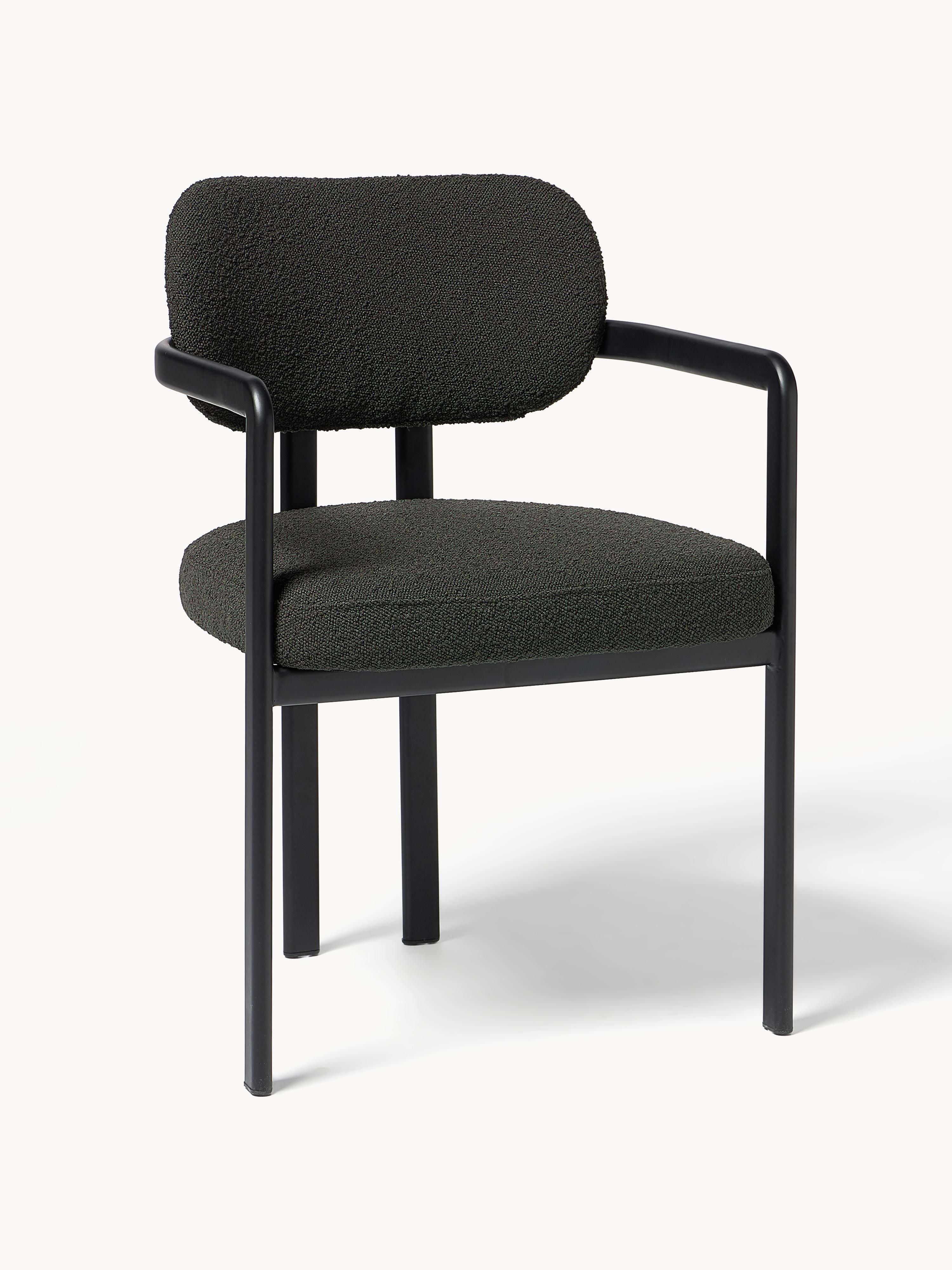 Westwing Collection Adrien bouclé armchair, Bouclé Black, Black