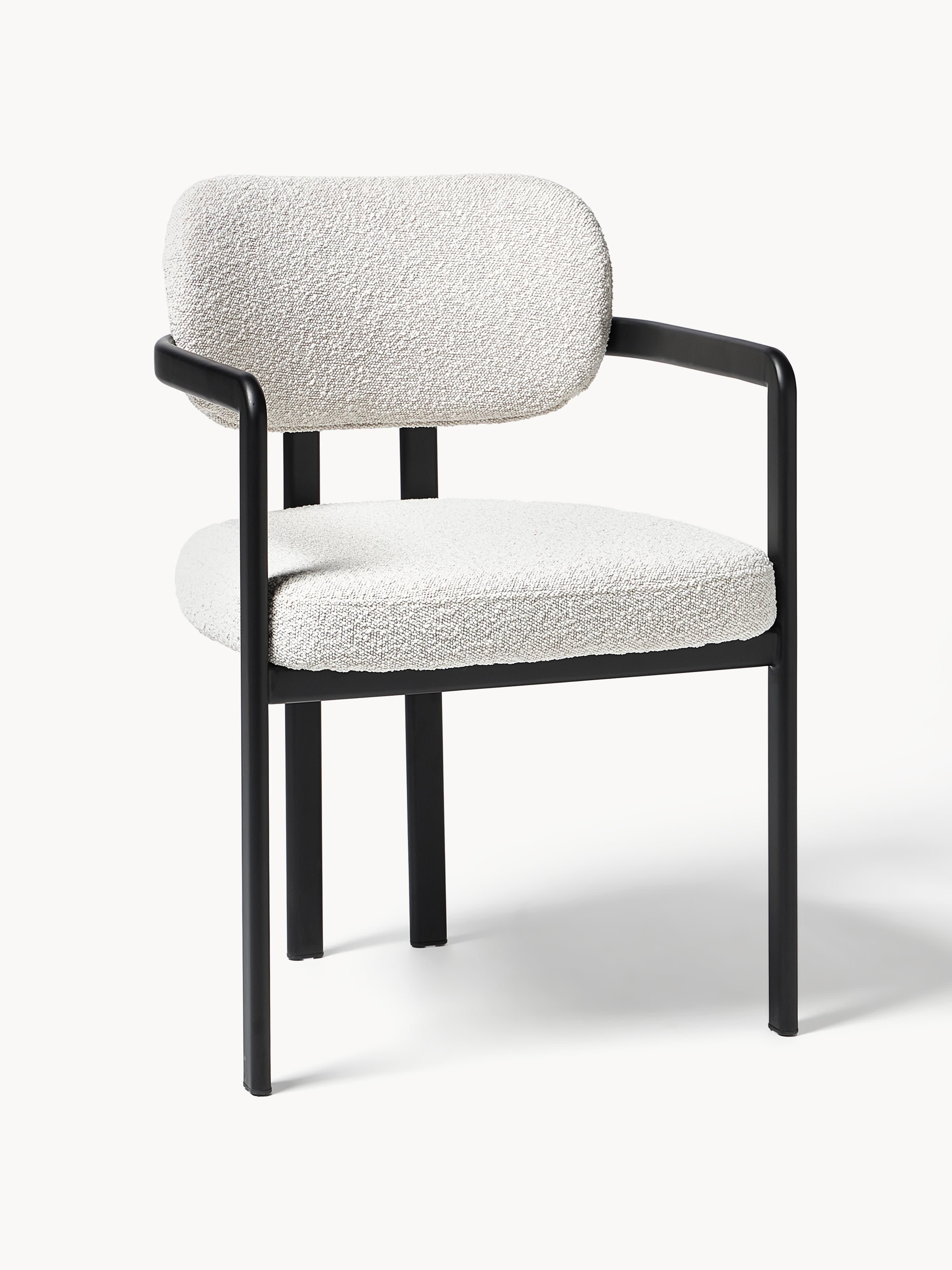 Westwing Collection Adrien bouclé armchair, Bouclé White, Black